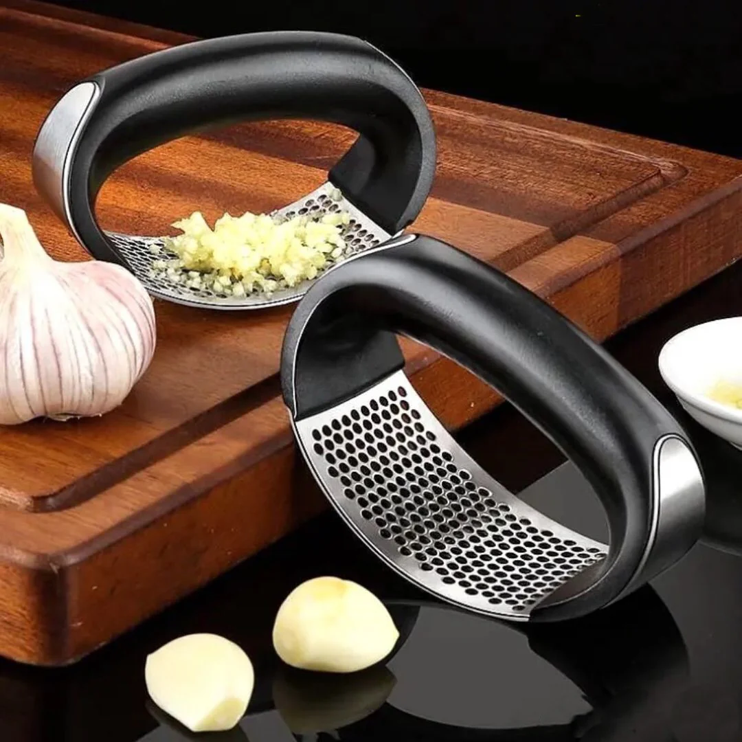 Baker's Secret Stainless Steel Rock Garlic Press – Durable Kitchen Tool for Easy, Efficient Garlic Crushing & Food Preparation
