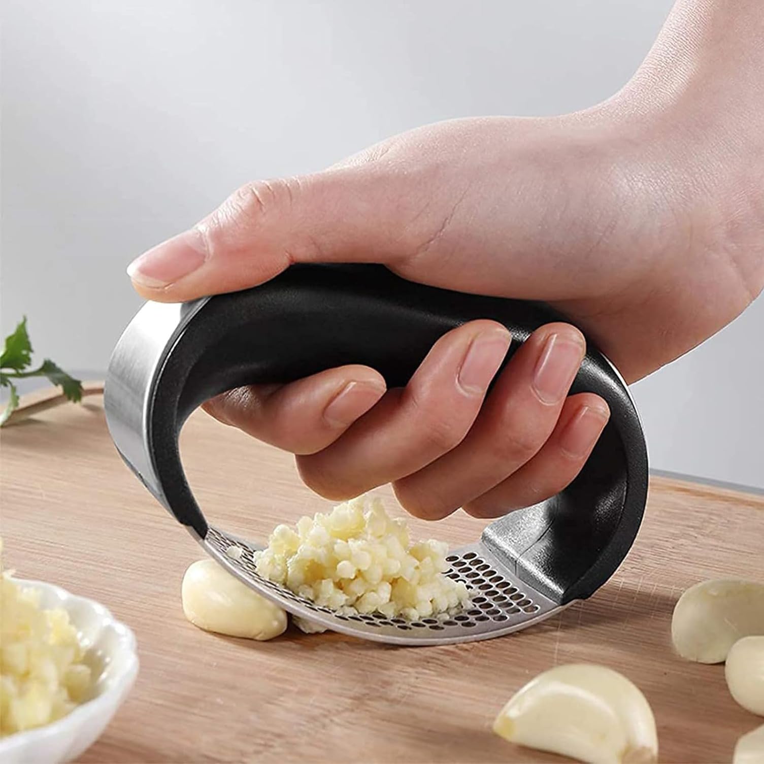 Baker's Secret Stainless Steel Rock Garlic Press – Durable Kitchen Tool for Easy, Efficient Garlic Crushing & Food Preparation