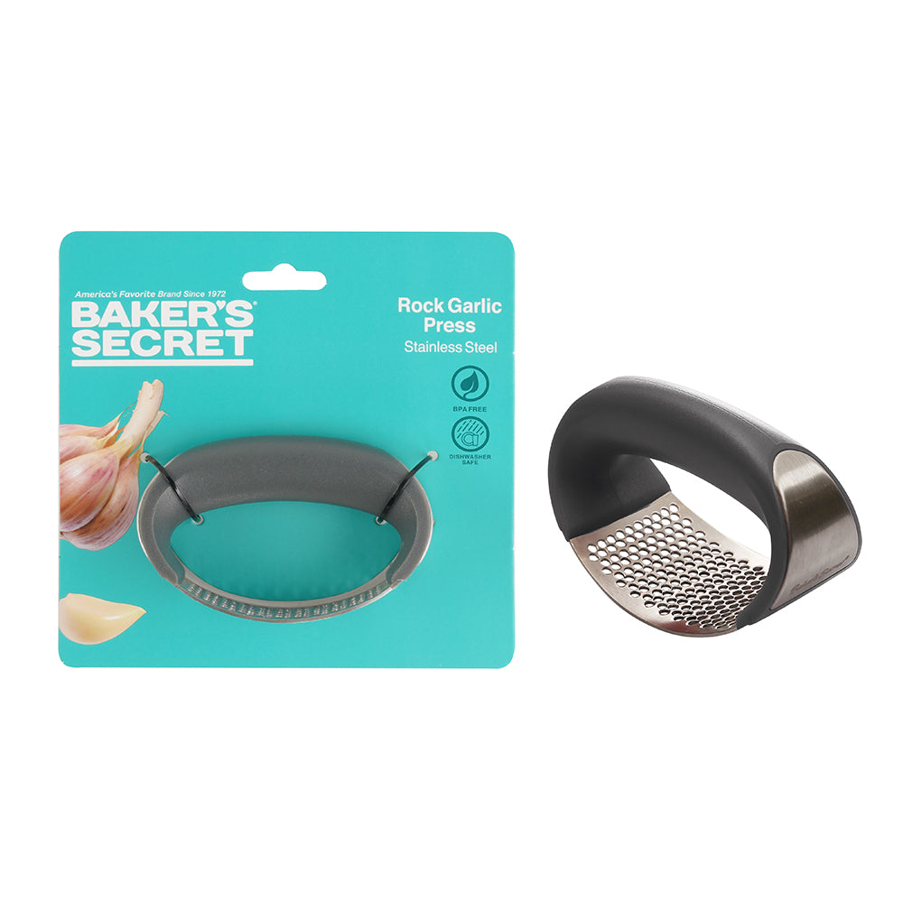 Baker's Secret Stainless Steel Rock Garlic Press – Durable Kitchen Tool for Easy, Efficient Garlic Crushing & Food Preparation