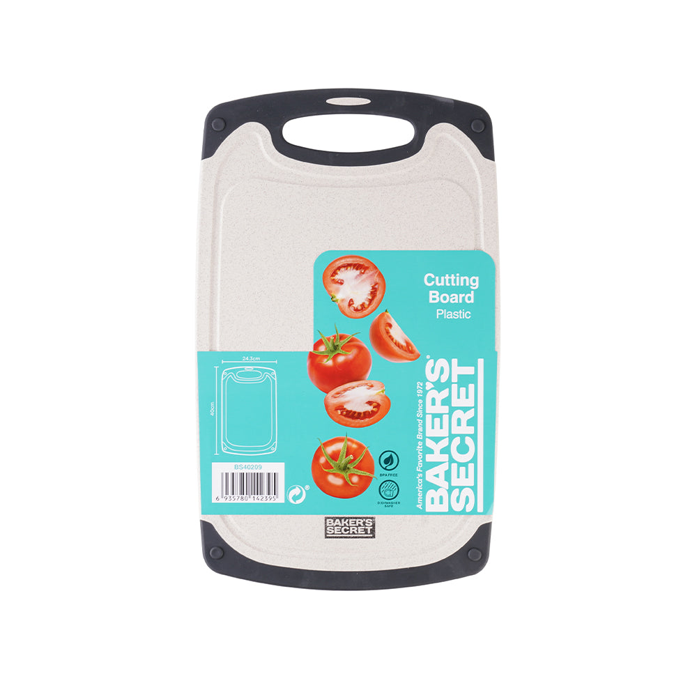 Baker's Secret 15.7 Inch Plastic Cutting Board – Durable Kitchen Accessory for Safe, Hygienic Food Preparation