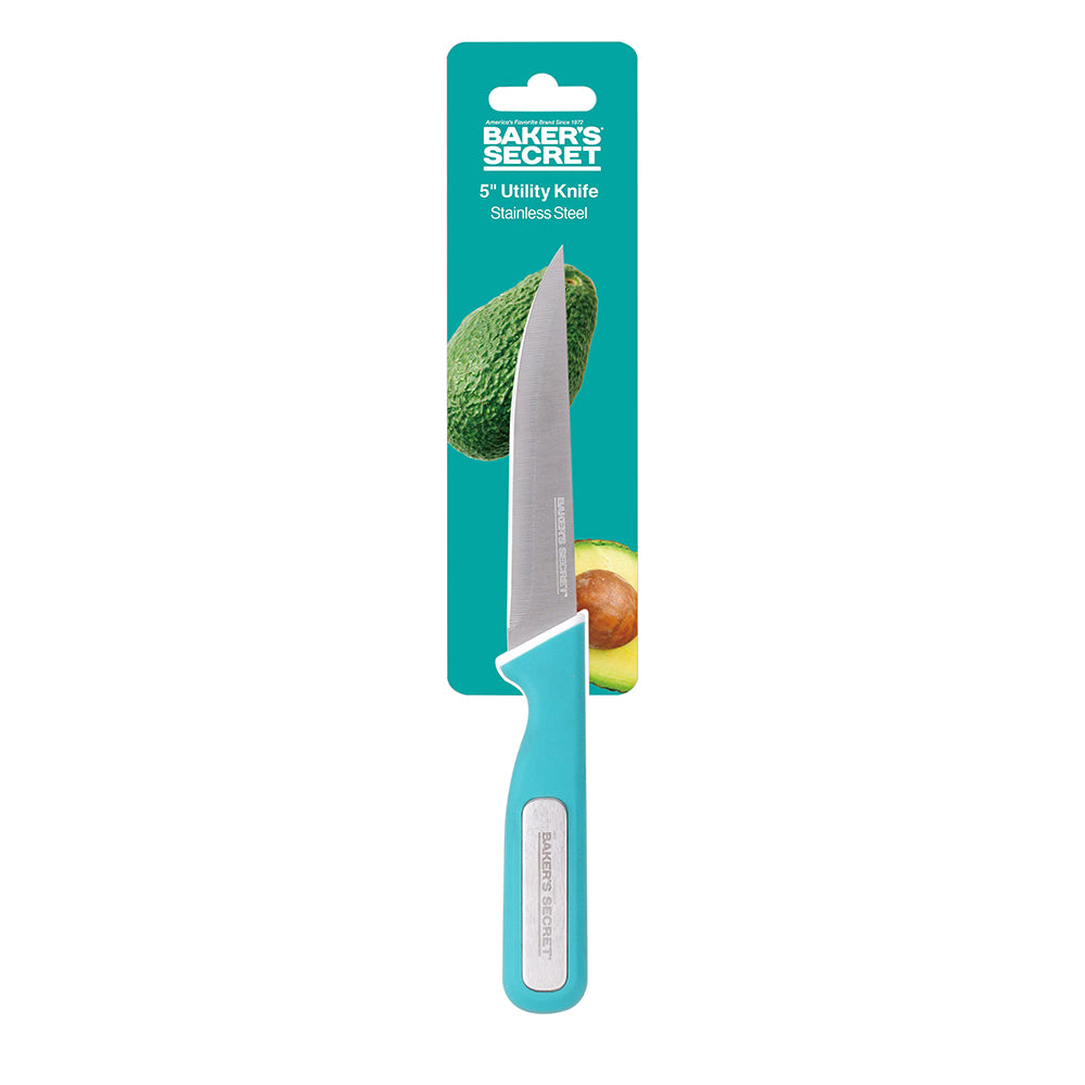 Baker's Secret 5 Inch  Peel Knife with Thermoplastic Rubber Handle – Durable Kitchen Tool for Precise Peeling & Comfortable Grip
