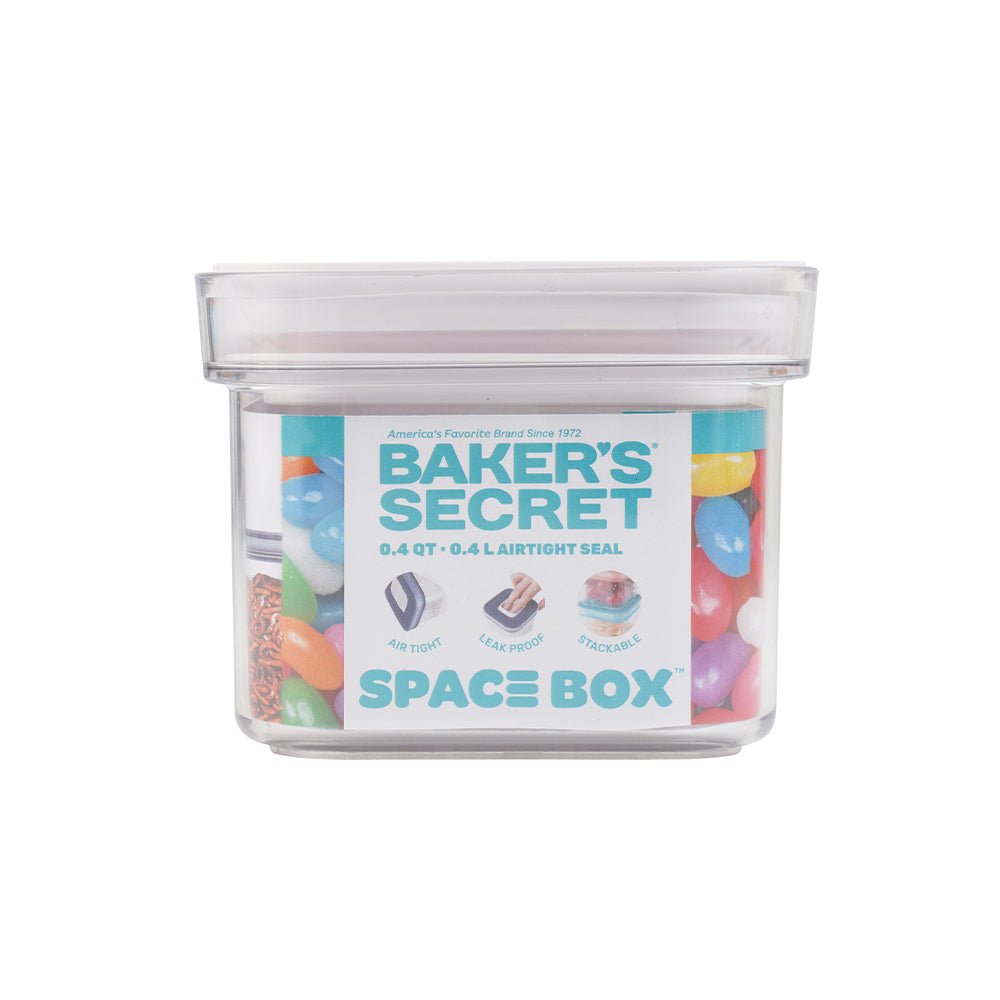 Baker’s Secret SPACE BOX Square Airtight Container – Compact Food Storage for Freshness Preservation, Portioning & Organized Kitchen Use - 0.4L