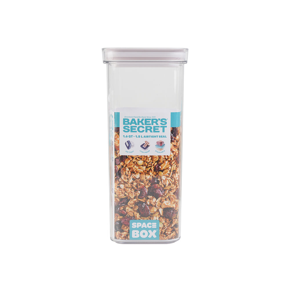 Baker’s Secret SPACE BOX Square Airtight Container – Versatile Food Storage for Freshness Preservation, Meal Prep & Organized Kitchen Use -1.5L