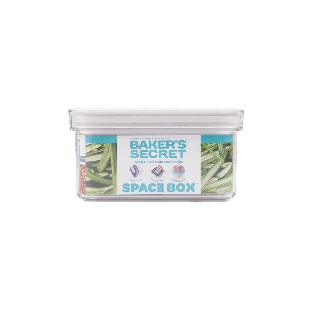 Baker’s Secret SPACE BOX Rectangular Airtight Container – Compact Food Storage for Freshness Preservation, Portioning & Organized Kitchen Use - 0.7L