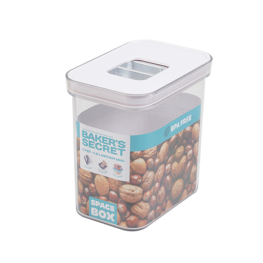 Baker’s Secret SPACE BOX Rectangular Airtight Container – Versatile Food Storage for Freshness Preservation, Meal Prep & Organized Kitchen Use -1.6L