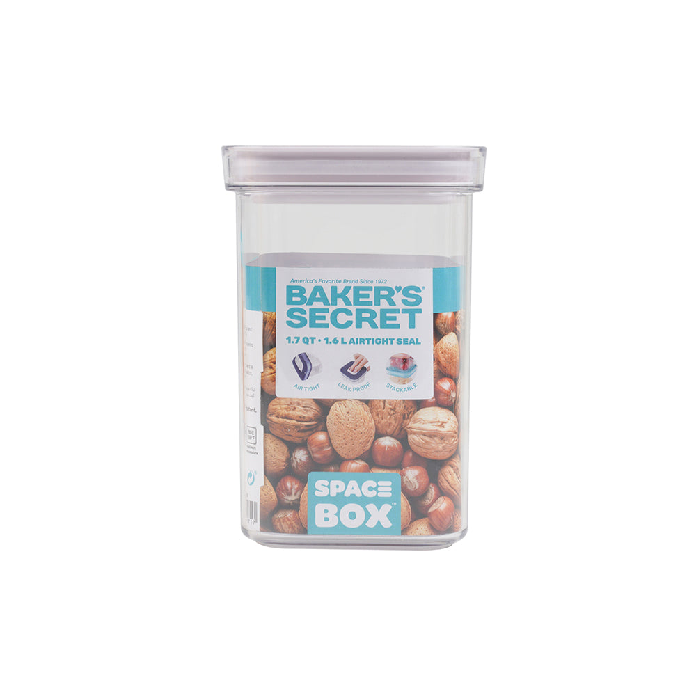 Baker’s Secret SPACE BOX Rectangular Airtight Container – Versatile Food Storage for Freshness Preservation, Meal Prep & Organized Kitchen Use -1.6L