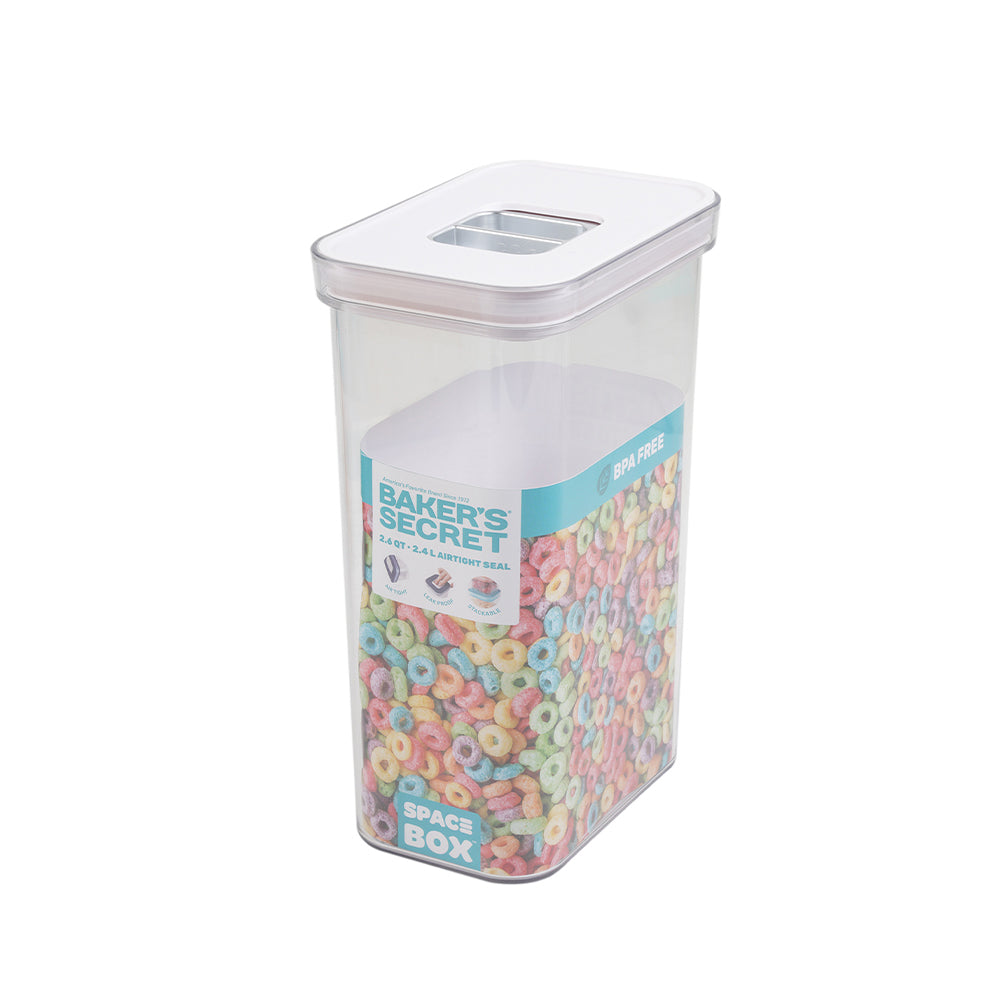Baker’s Secret 2.4L SPACE BOX Rectangular Airtight Container – Spacious Food Storage for Freshness Preservation, Bulk Meal Prep & Organized Kitchen Use