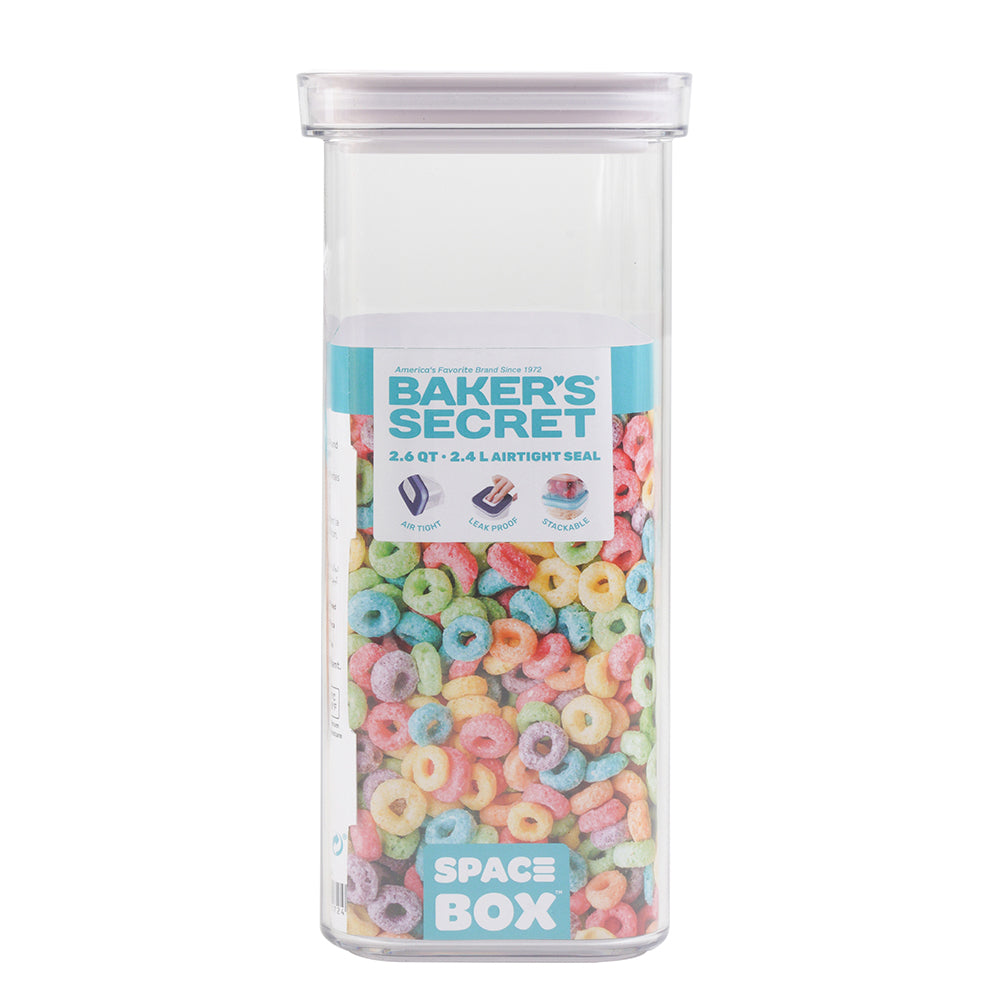 Baker’s Secret 2.4L SPACE BOX Rectangular Airtight Container – Spacious Food Storage for Freshness Preservation, Bulk Meal Prep & Organized Kitchen Use
