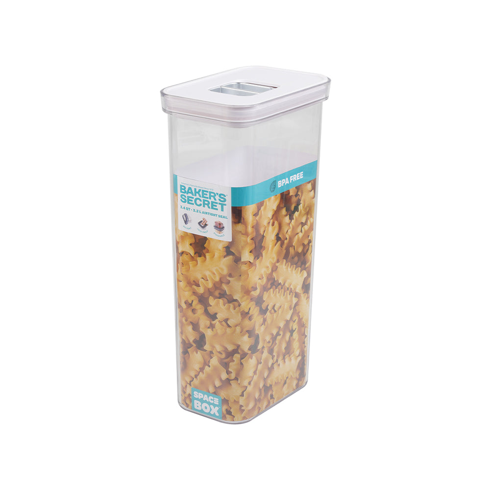 Baker’s Secret 3.2L SPACE BOX Rectangular Airtight Container – Extra-Large Food Storage for Freshness Preservation, Bulk Meal Prep & Organized Kitchen Use