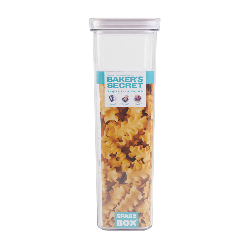 Baker’s Secret 3.2L SPACE BOX Rectangular Airtight Container – Extra-Large Food Storage for Freshness Preservation, Bulk Meal Prep & Organized Kitchen Use
