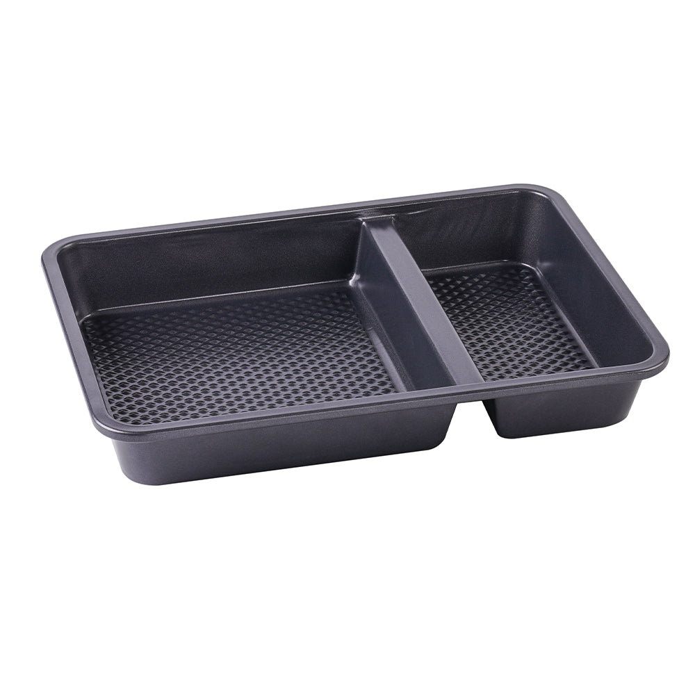 Baker’s Secret 2 Compartment Non Stick Oblong Pan – Durable Cookware for Baking, Roasting & Meal Preperation