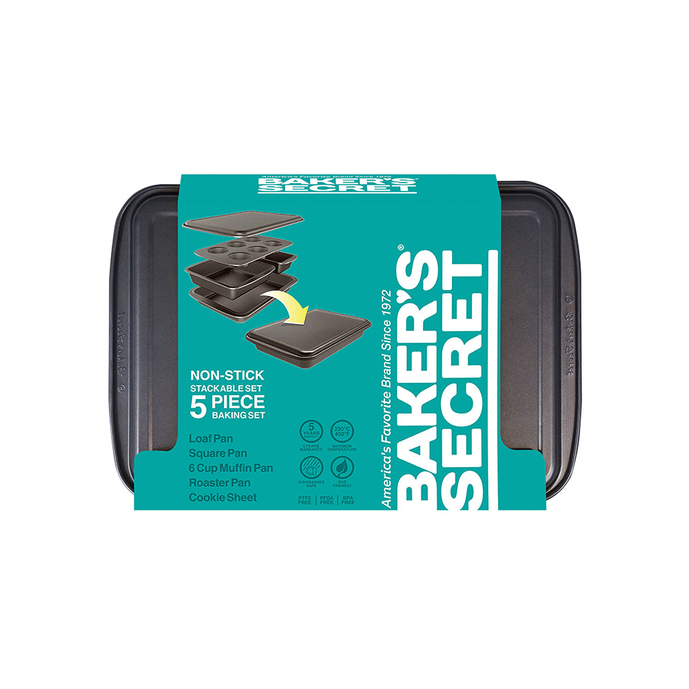 Baker’s Secret Essential Line 5?Piece Cookware Set – Premium Non?Stick Pots & Pans for Everyday Cooking & Healthy Meal Prepaeration
