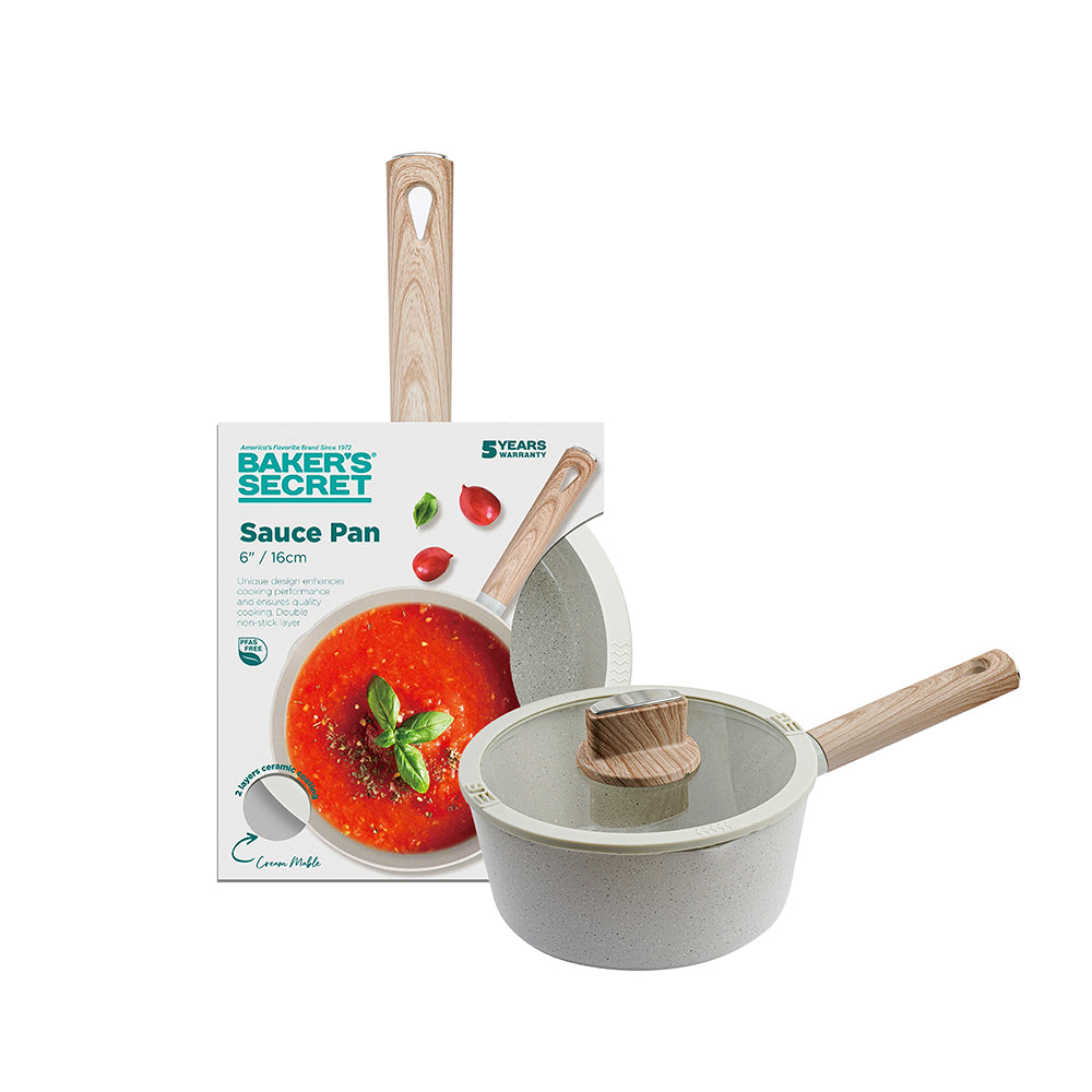 Baker’s Secret 16cm Pressed Aluminum Saucepan with Lid – Versatile Cookware for Boiling, Simmering & Daily Meal Preparation