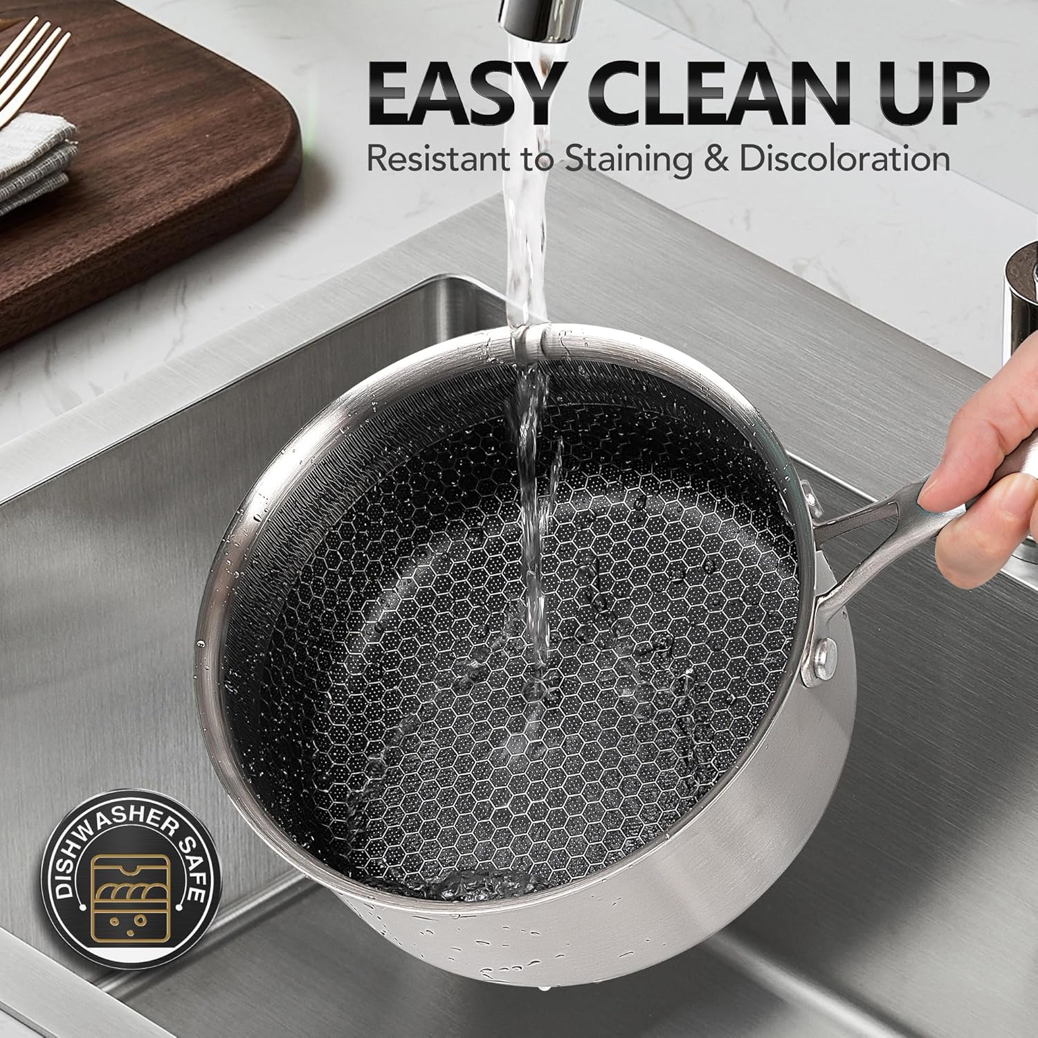 Baker's Secret 16cm Triple Layer Non-Stick Saucepan with Lid – Durable Cookware for Boiling, Simmering & Sauces