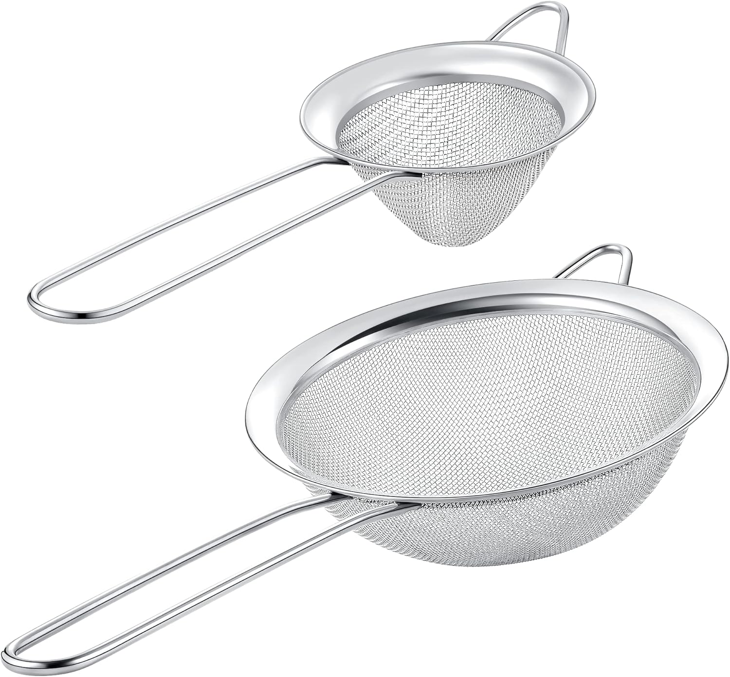 Baker's Secret 2pcs Stainless Steel Strainer Set – Durable Kitchen Tools for Sifting, Straining & Filtering