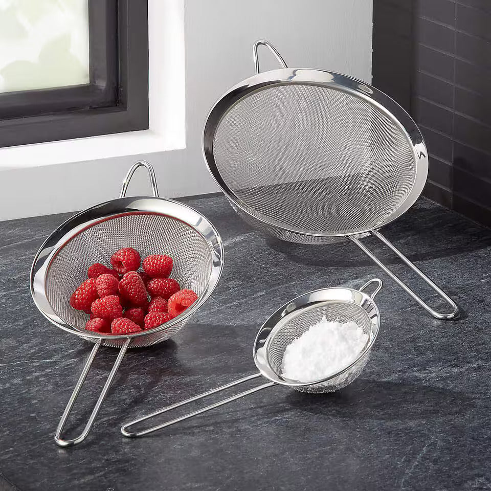 Baker's Secret 2pcs Stainless Steel Strainer Set – Durable Kitchen Tools for Sifting, Straining & Filtering