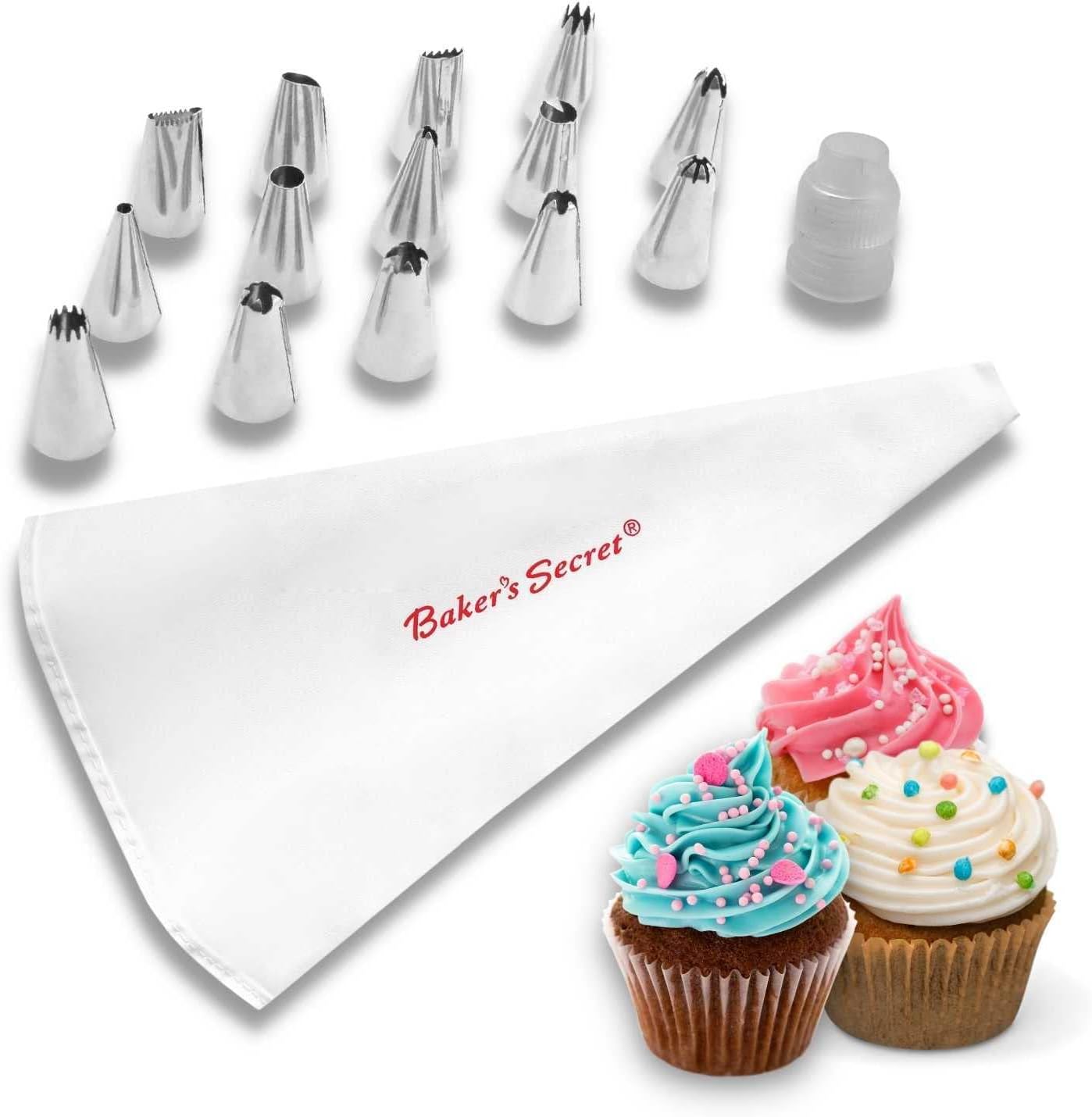 Baker's Secret Plastic Icing Decoration Set 18.5cm – Durable Cake Decorating Tools for Precise Piping and Baking