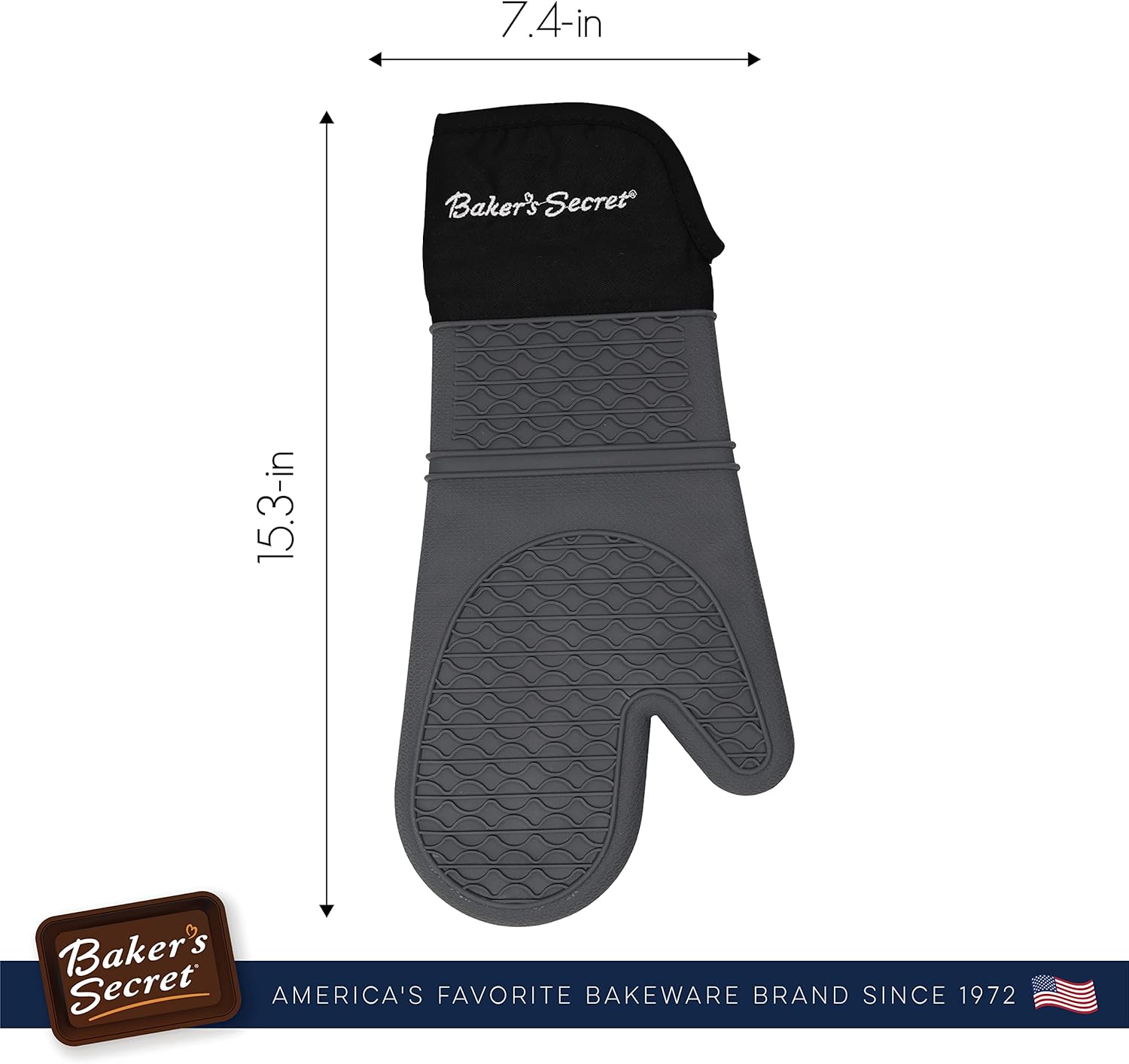 Baker's Secret Large Silicone Glove 38.5cm – Heat-Resistant, Non-Slip Kitchen Safety Glove for Baking and Cooking