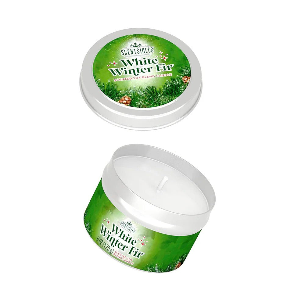 Scentsicles Candles White Winter Fir 6oz – Festive Holiday Scented Candle for Seasonal Home Decor, Christmas Celebration, and Perfect Christmas Gifts