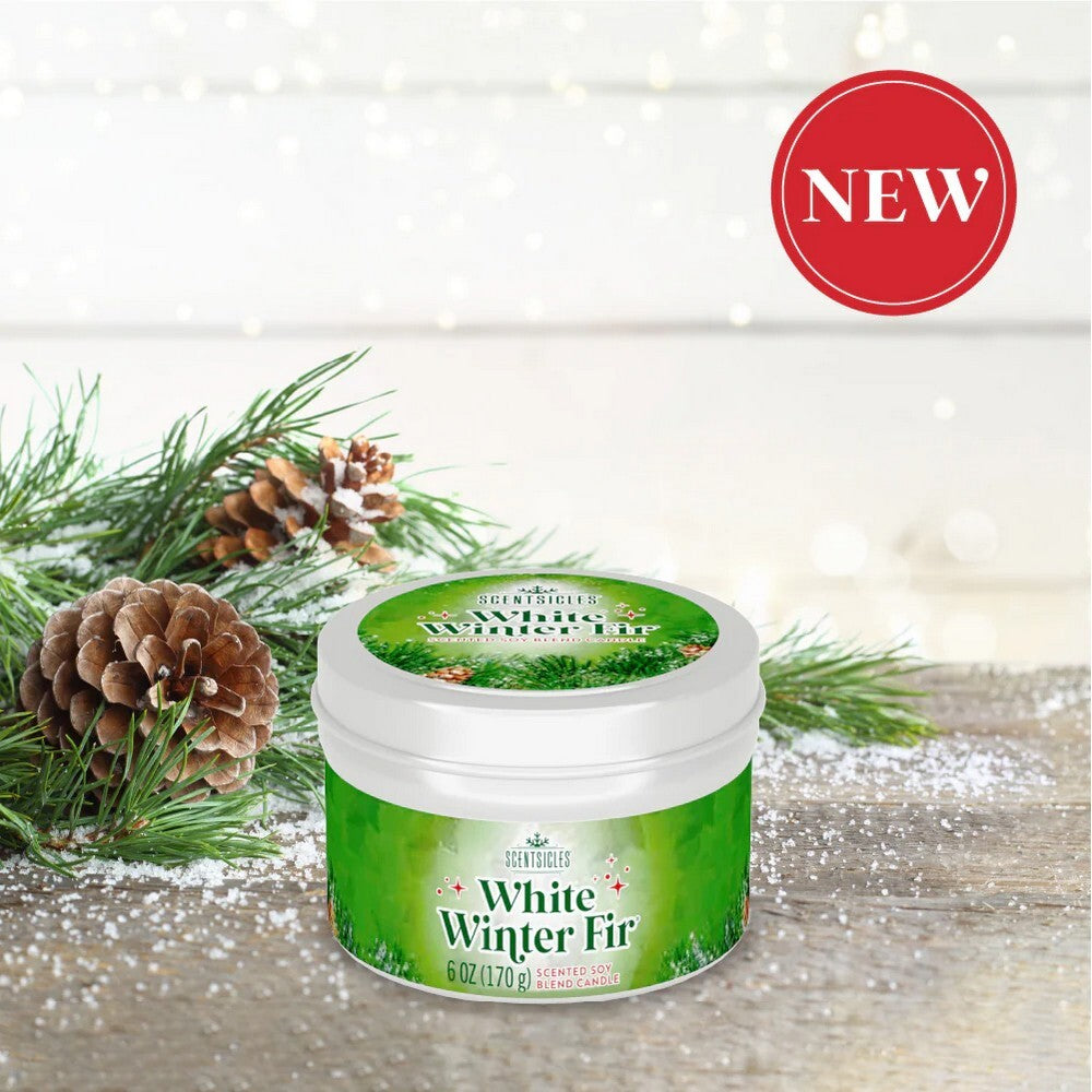 Scentsicles Candles White Winter Fir 6oz – Festive Holiday Scented Candle for Seasonal Home Decor, Christmas Celebration, and Perfect Christmas Gifts