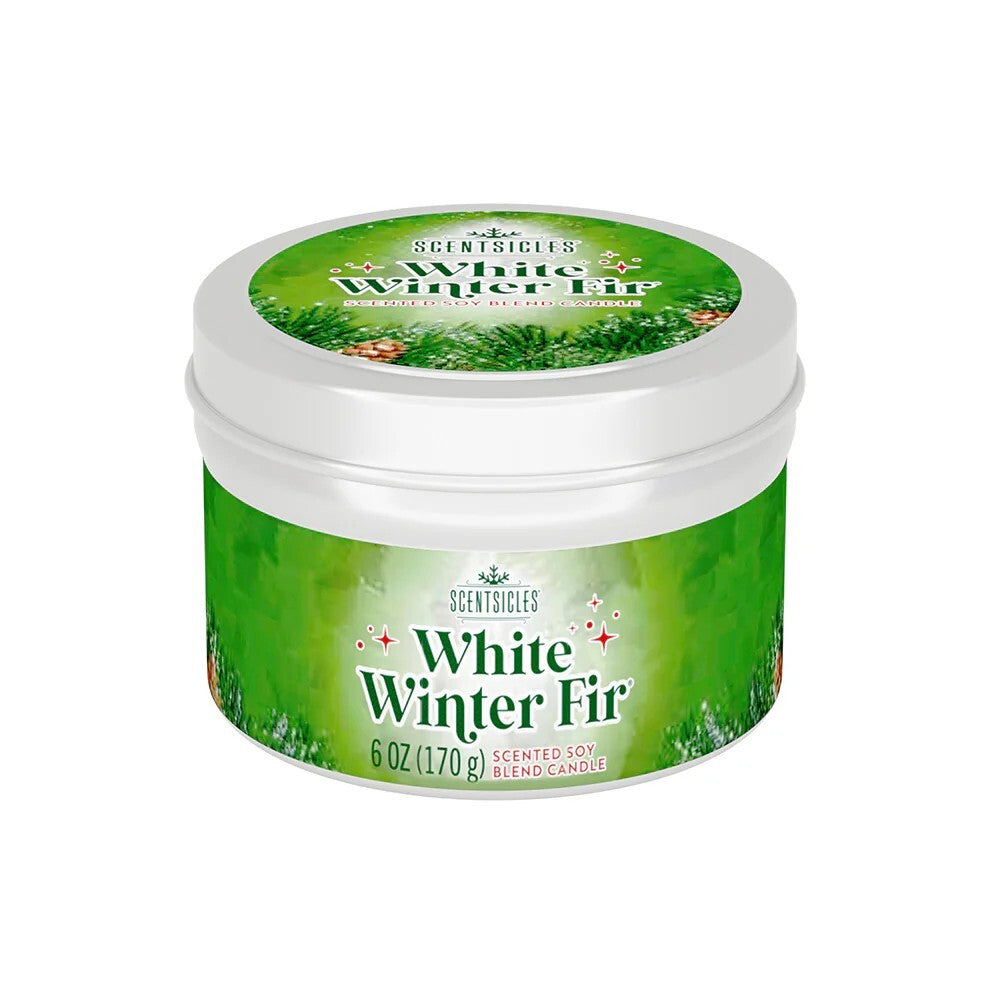 Scentsicles Candles White Winter Fir 6oz – Festive Holiday Scented Candle for Seasonal Home Decor, Christmas Celebration, and Perfect Christmas Gifts