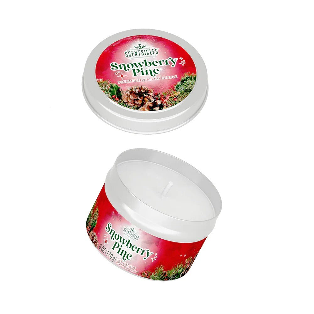 Scentsicles Candles Snowberry Pine 6oz – Festive Holiday Scented Candle for Seasonal Home Decor, Christmas Celebration, and Perfect Christmas Gifts