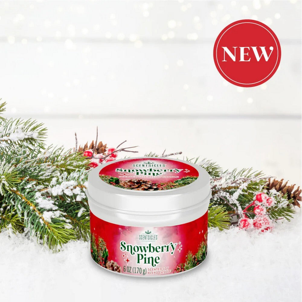 Scentsicles Candles Snowberry Pine 6oz – Festive Holiday Scented Candle for Seasonal Home Decor, Christmas Celebration, and Perfect Christmas Gifts