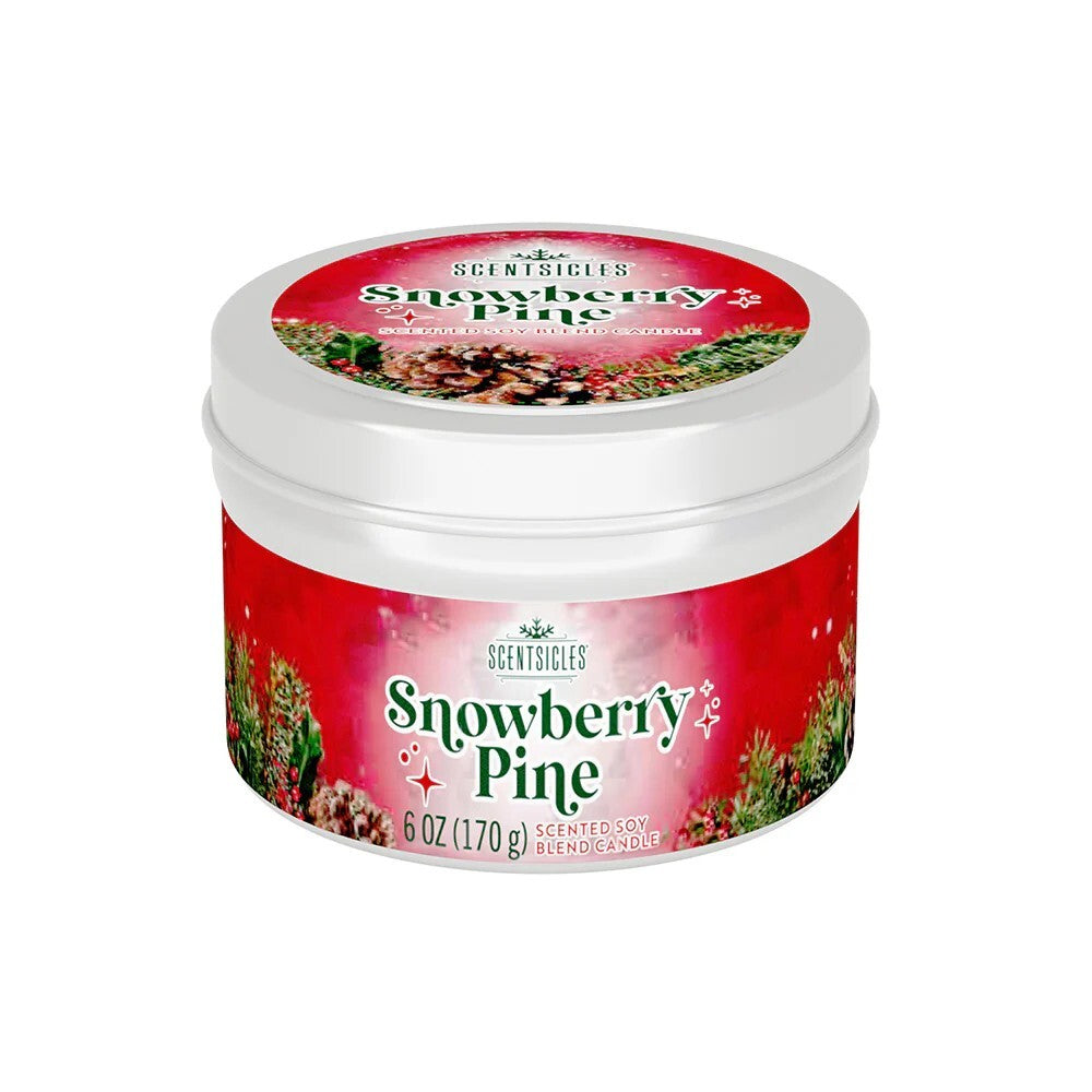 Scentsicles Candles Snowberry Pine 6oz – Festive Holiday Scented Candle for Seasonal Home Decor, Christmas Celebration, and Perfect Christmas Gifts