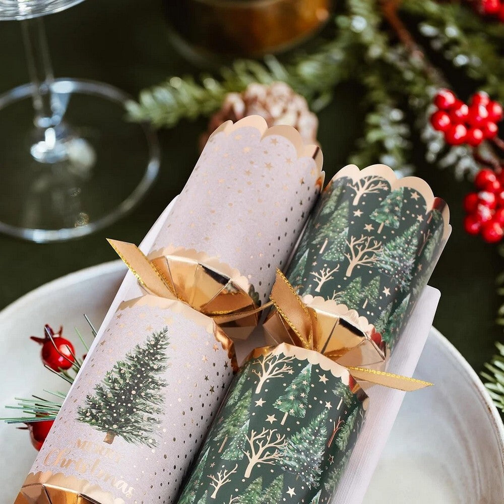 RSW 8 Premium Green Tree 12.5 Inch Christmas Crackers – Holiday Party Favors, Seasonal Décor, Festive Fun for Kids and Family, and Christmas Celebration Essentials