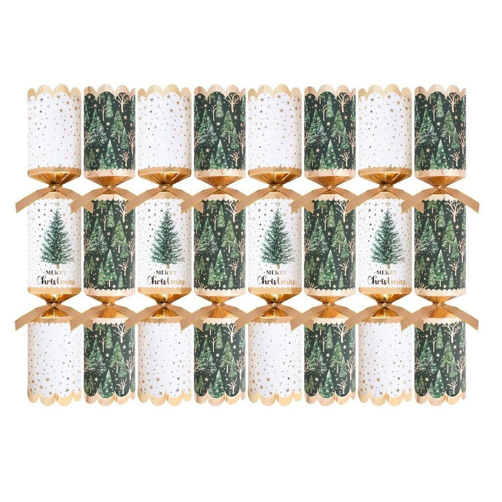 RSW 8 Premium Green Tree 12.5 Inch Christmas Crackers – Holiday Party Favors, Seasonal Décor, Festive Fun for Kids and Family, and Christmas Celebration Essentials