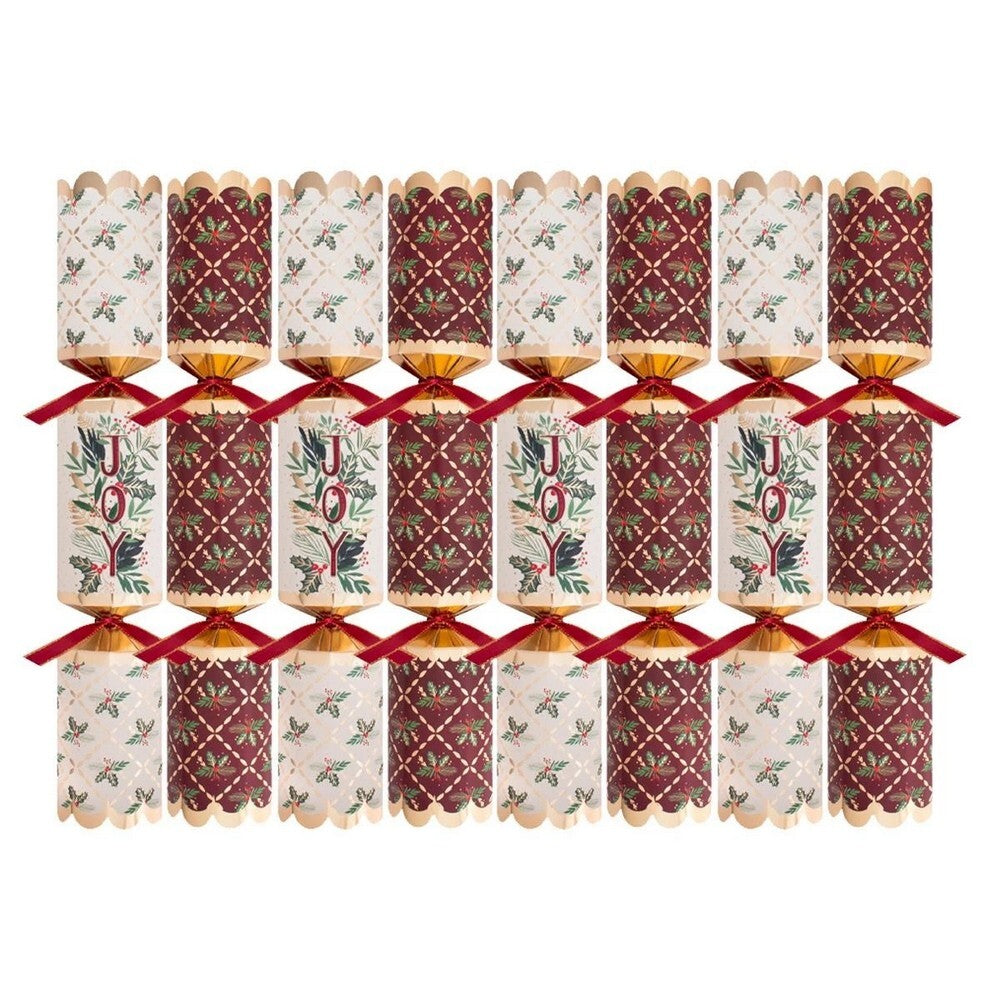 RSW 8 Premium Burgundy Joy 12.5-Inch Christmas Crackers – Holiday Party Favors, Festive Fun, and Seasonal Decor for Kids and Family, Christmas Celebration Essentials