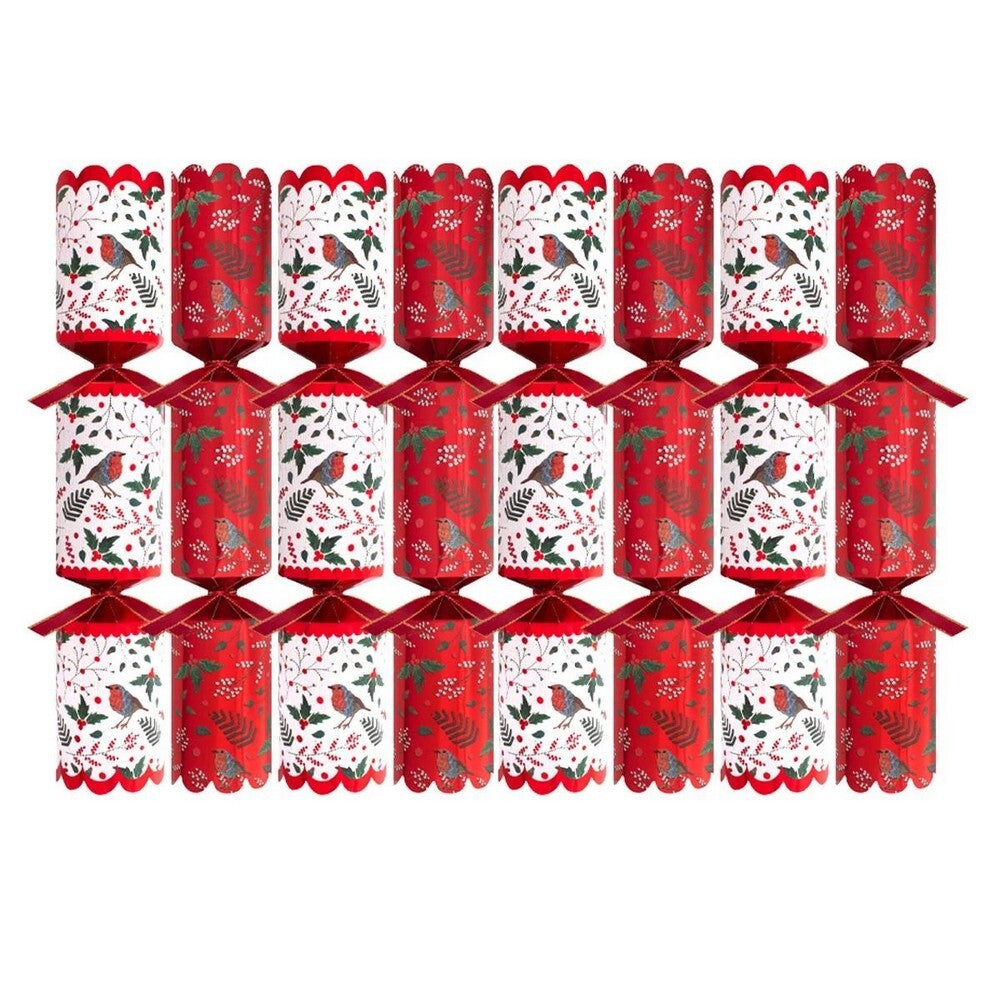 RSW 8 Premium Red Robin 12.5-Inch Christmas Crackers – Holiday Party Favors, Festive Fun, and Seasonal Decor for Kids and Family, Christmas Celebration Essentials