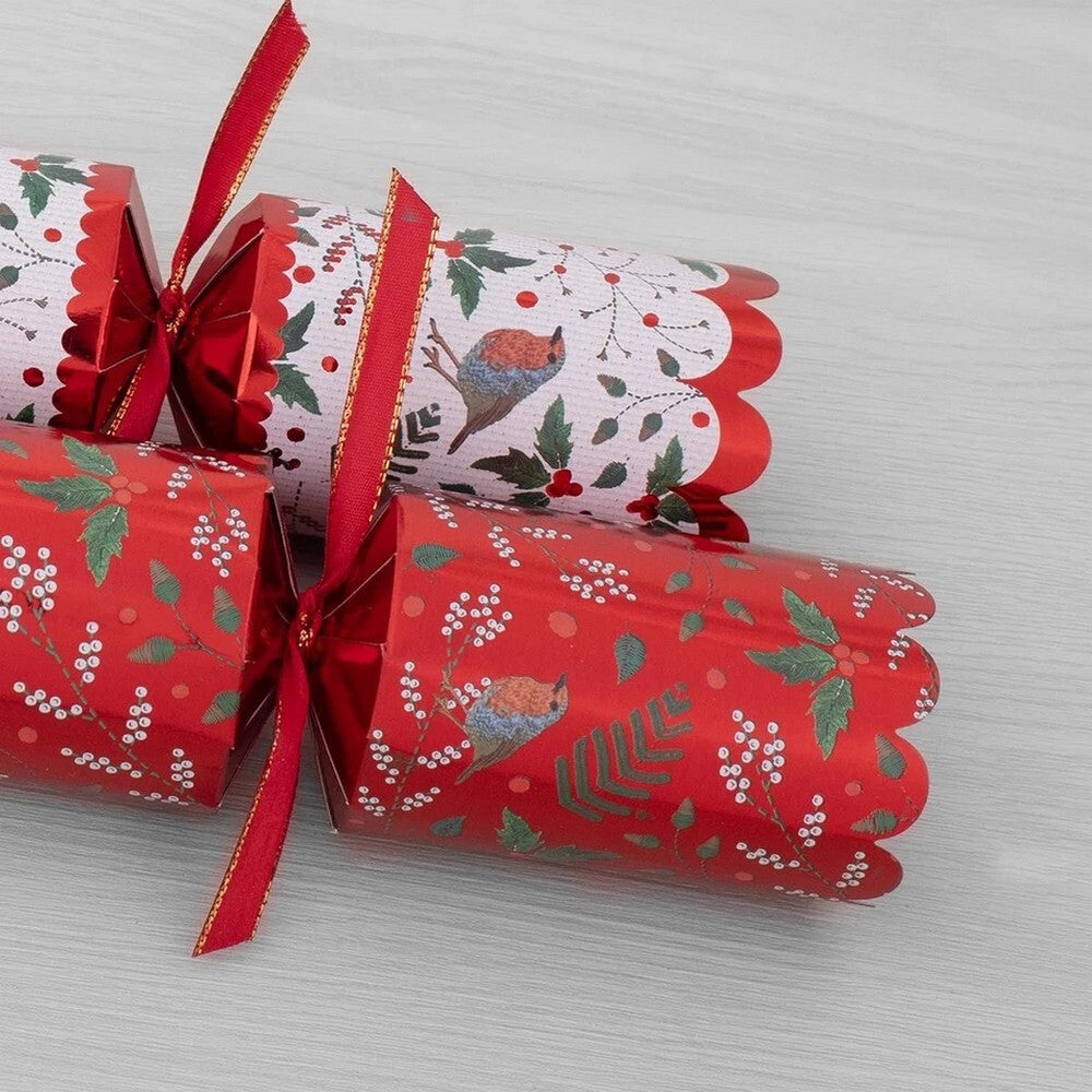 RSW 8 Premium Red Robin 12.5-Inch Christmas Crackers – Holiday Party Favors, Festive Fun, and Seasonal Decor for Kids and Family, Christmas Celebration Essentials