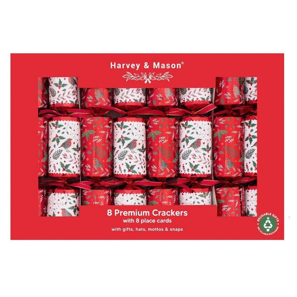 RSW 8 Premium Red Robin 12.5-Inch Christmas Crackers – Holiday Party Favors, Festive Fun, and Seasonal Decor for Kids and Family, Christmas Celebration Essentials