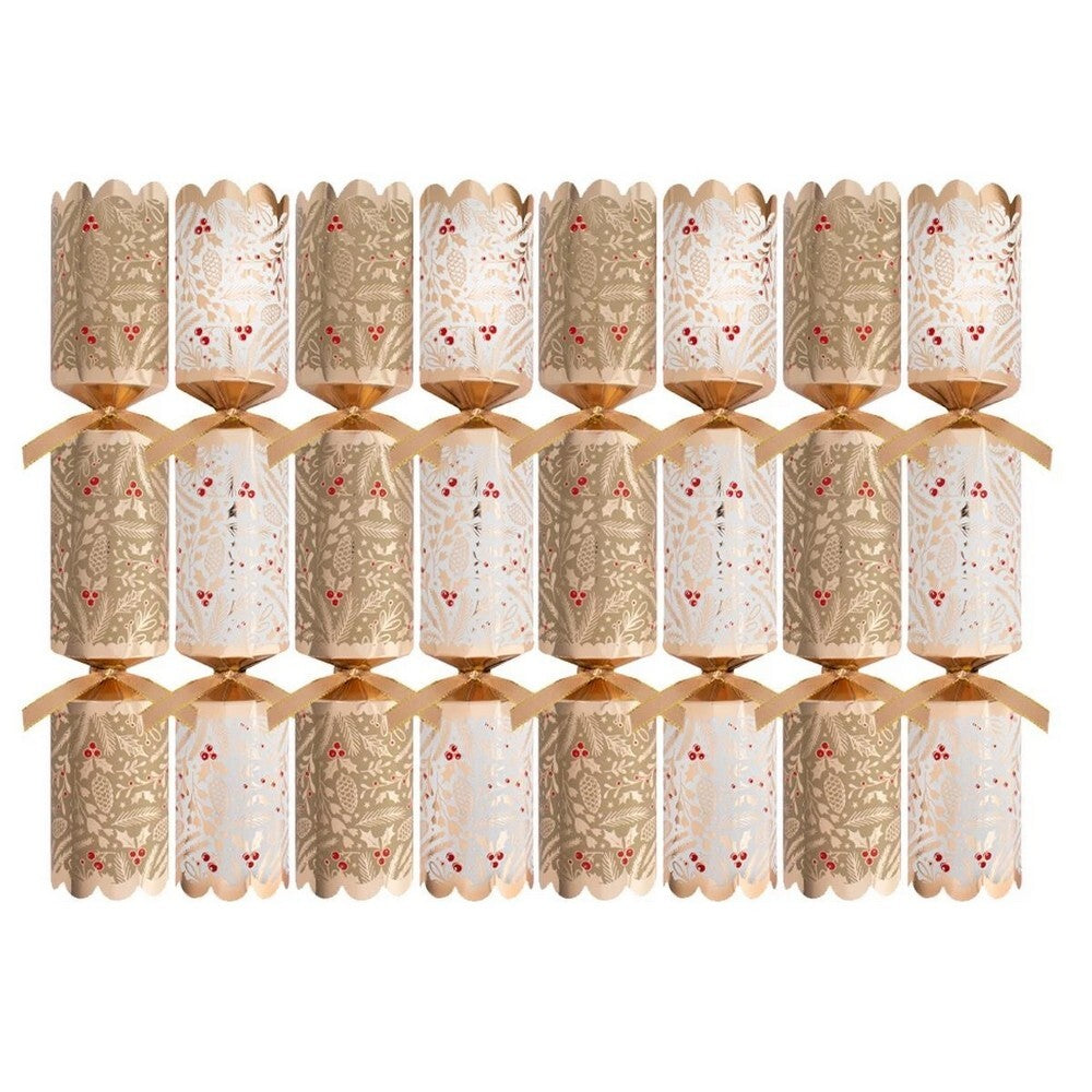 RSW 8 Premium Gold Foliage 12.5-Inch Christmas Crackers – Holiday Party Favors, Festive Fun, and Seasonal Decor for Kids and Family, Christmas Celebration Essentials