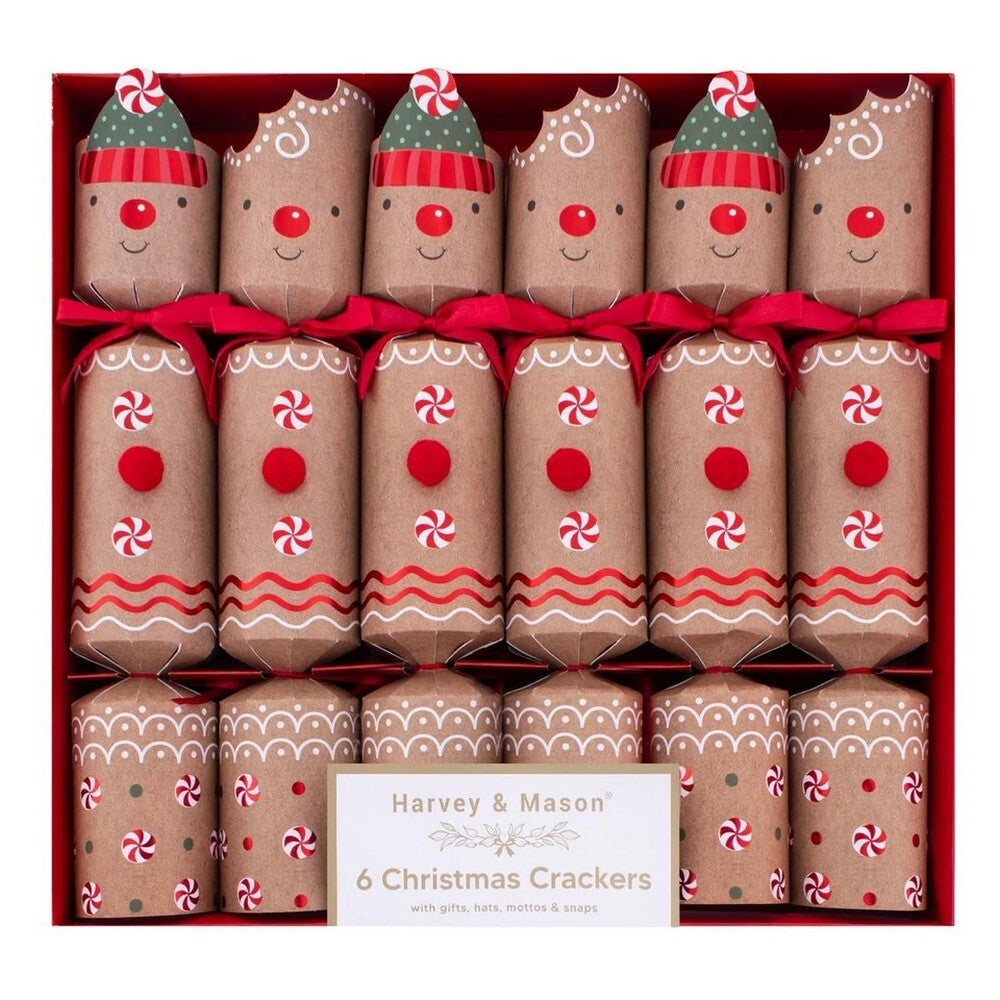RSW 6 Gingerbread 12-Inch Christmas Crackers – Holiday Party Favors, Festive Fun, and Seasonal Decor for Kids and Family, Christmas Celebration Essentials