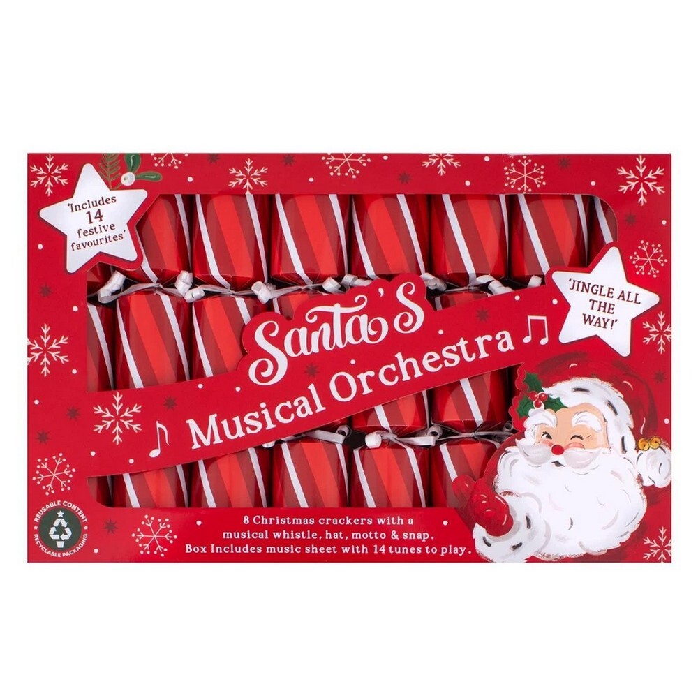 RSW 8 Musical Whistle 9.5 Inch Christmas Crackers – Premium Holiday Party Favors and Seasonal Fun for Kids and Family, Perfect for Festive Celebrations and Gifts