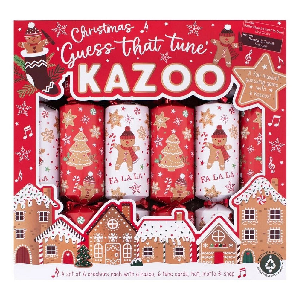 RSW 6 Gingerbread Kazoo 12-Inch Christmas Crackers – Holiday Party Favors, Festive Fun, and Seasonal Activities for Kids and Family, Christmas Celebration Essentials