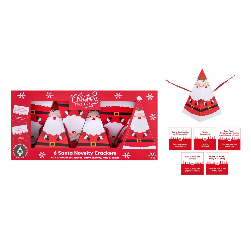 RSW 6 Santa Novelty Crackers – Christmas Holiday Party Favors and Seasonal Fun for Kids and Family, Perfect for Festive Celebrations and Gifts