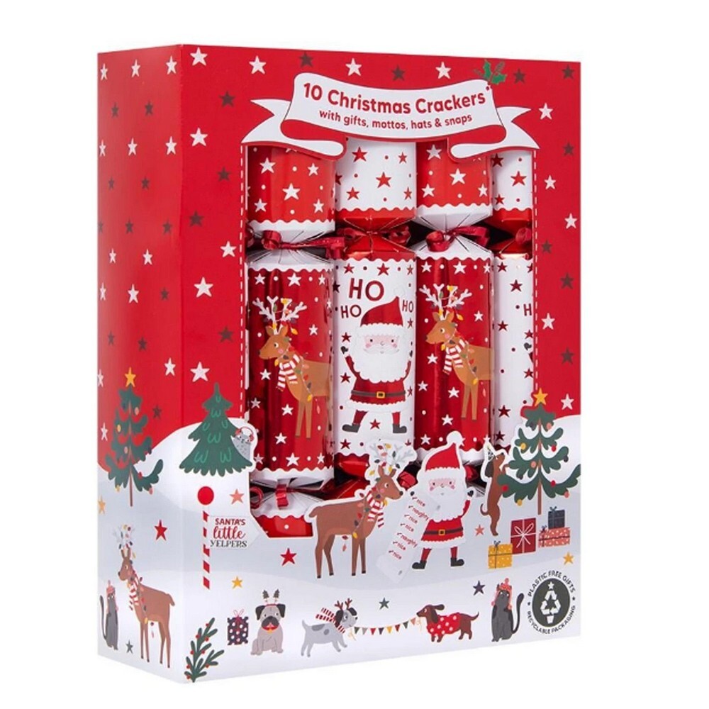 RSW 10 Family Santa and Yelpers 12 Inch Christmas Crackers – Premium Holiday Party Favors and Seasonal Fun for Kids and Family, Perfect for Festive Celebrations and Gifts