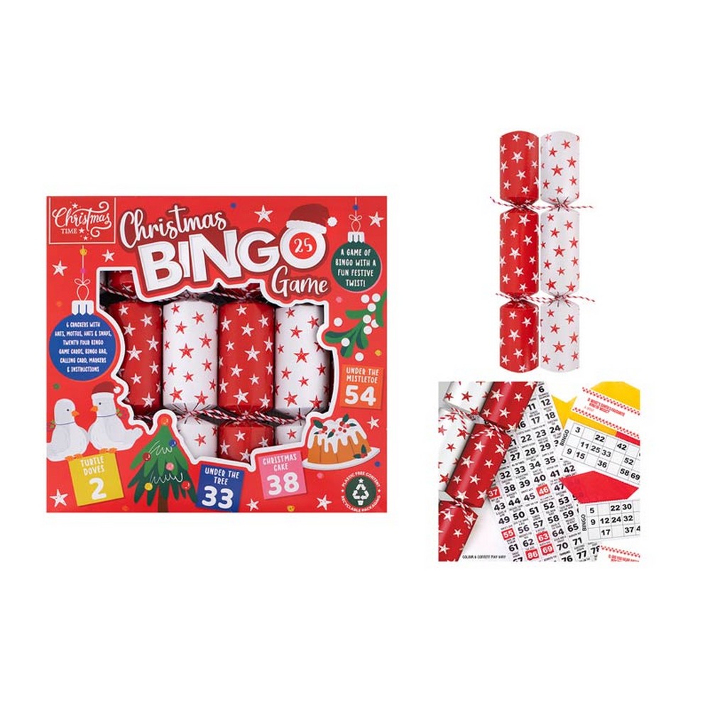 RSW 6 Christmas Bingo 9 Inch Crackers – Holiday Party Favors and Seasonal Fun for Kids and Family, Perfect for Festive Celebrations and Gifts
