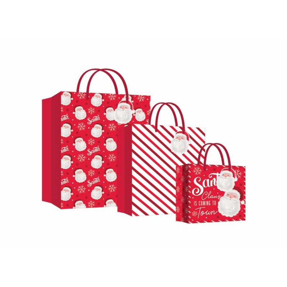 RSW Eco Santa Gift Bags Pack of 3 – Reusable Christmas Gift Bags for Holiday Season, Festive Seasonal Décor, Eco-Friendly Gift Wrapping, and Sustainable Holiday Packaging for Christmas Presents