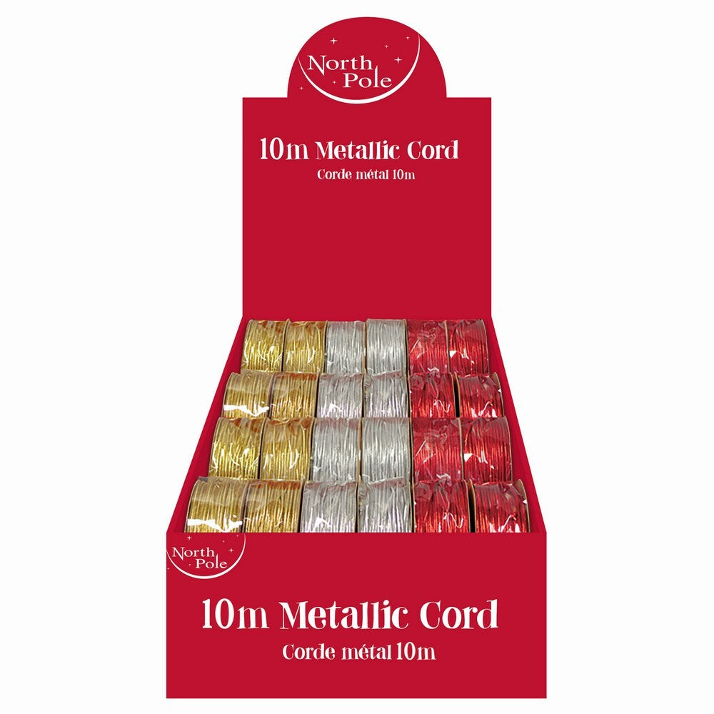 Eurowrap 10M Elastic Metallic Cord – Assorted Colors for Christmas Gift Wrapping, Holiday Crafts, Festive DIY Projects, Seasonal Decorations, and Holiday Celebration