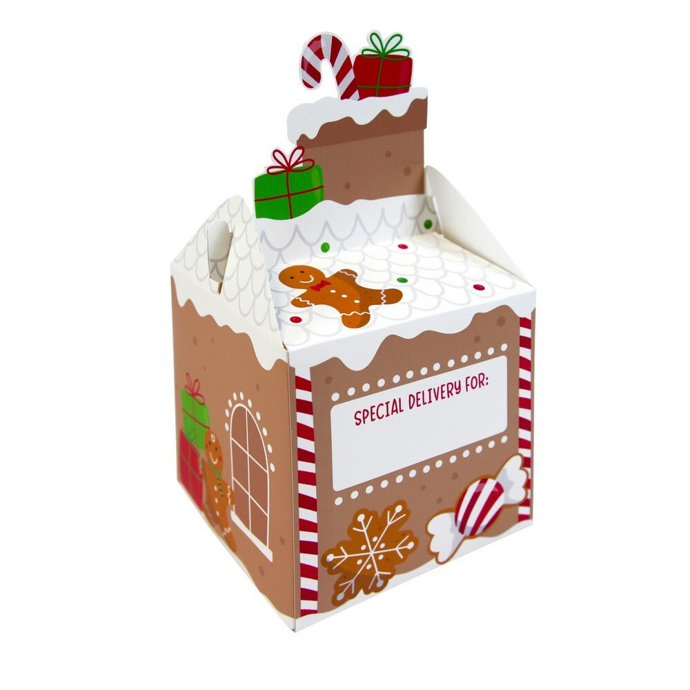 Eurowrap 4PK Christmas Gingerbread Treat Boxes – Holiday Gift Packaging, Festive Party Favors, Seasonal Treat Presentation, Christmas Celebration, and Holiday Gift Giving Essentials