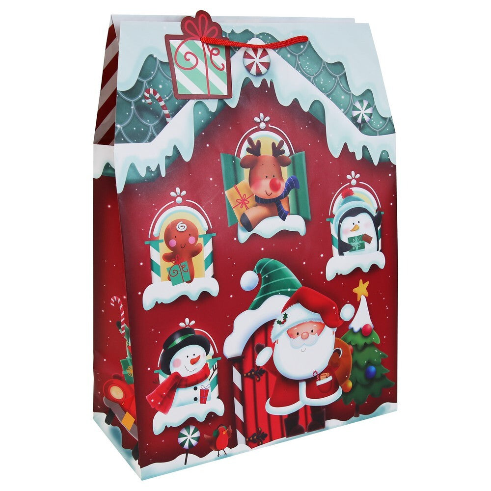 Eurowrap Santa's Grotto Gift Bag – Christmas and Holiday Gift Bag, Festive Packaging, Seasonal Present Holder, Holiday Celebration, and Perfect Christmas Gifting Essentials - Size XL