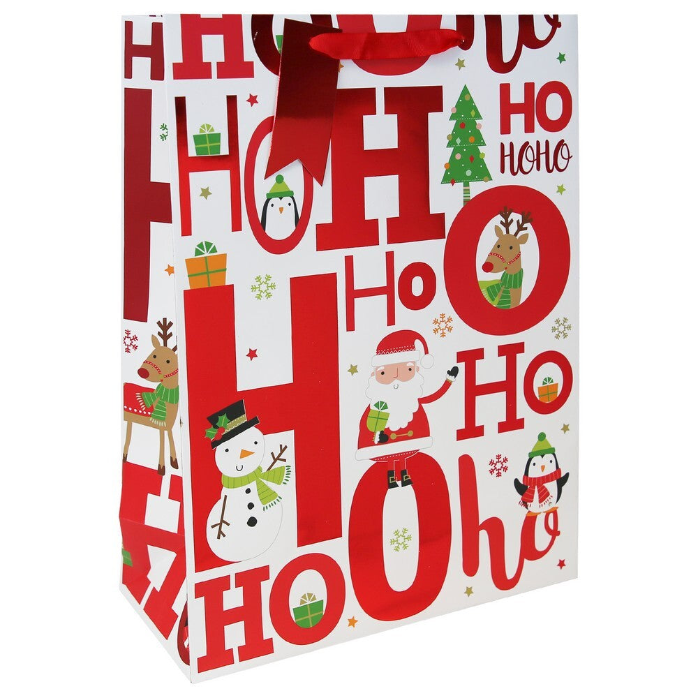 Eurowrap HOHOHO Bag, Christmas and Holiday Gift Bag, Festive Packaging, Seasonal Present Holder, Holiday Celebration, and Perfect Christmas Gifting Essentials - Size XL