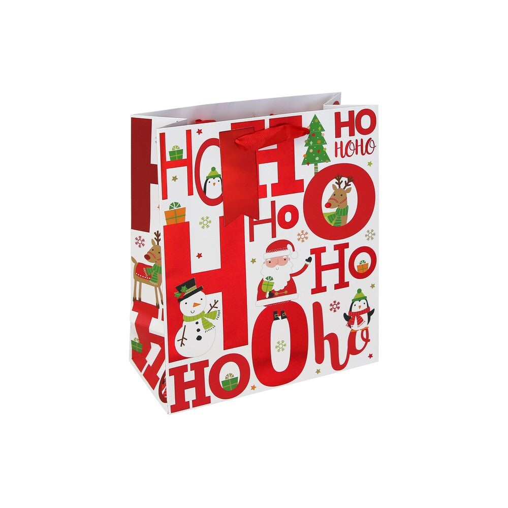 Eurowrap HOHOHO Bag, Christmas and Holiday Gift Bag, Festive Packaging, Seasonal Present Holder, Holiday Celebration, and Perfect Christmas Gifting Essentials - Size MEDIUM
