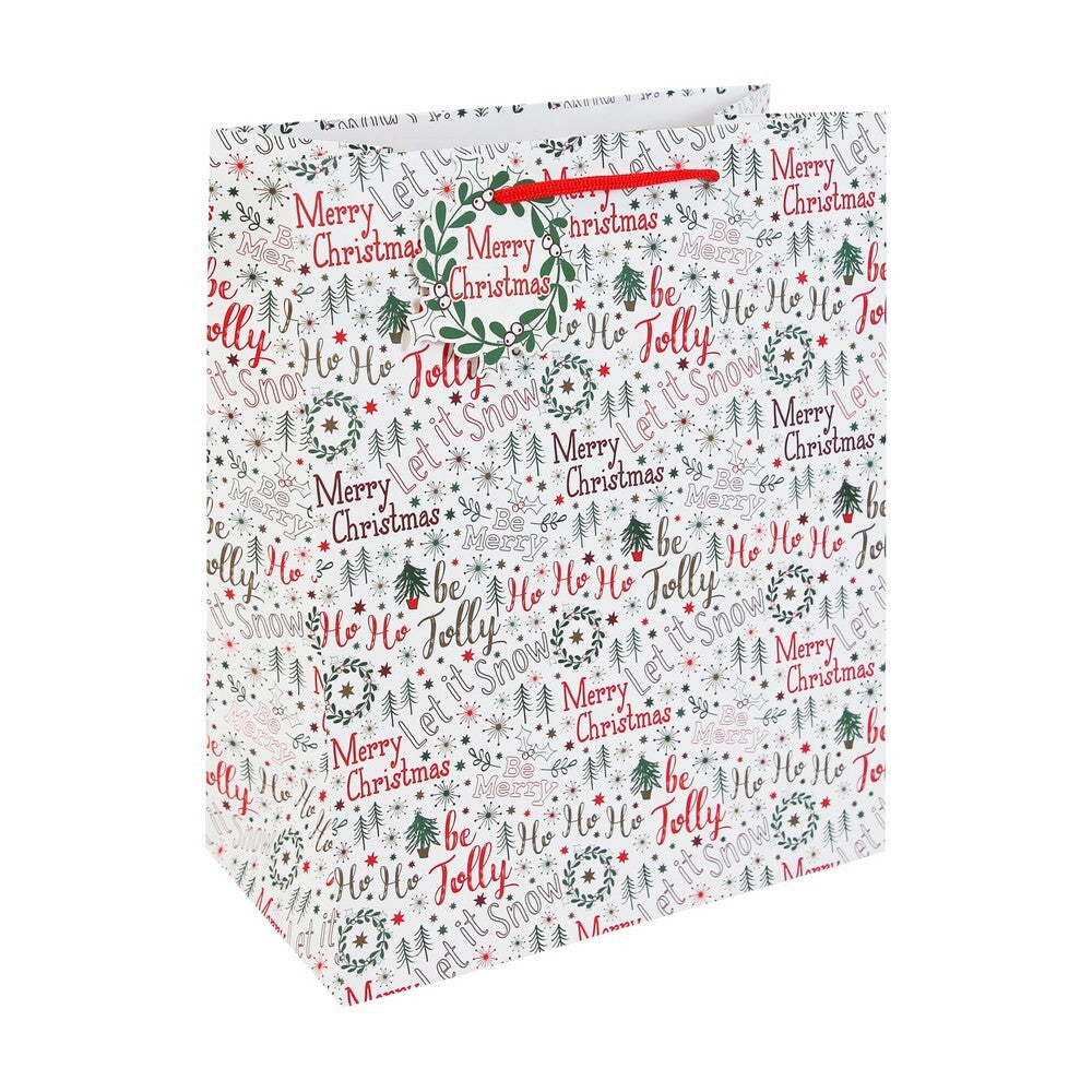 Eurowrap TCF Merry Xmas Gift Bag – Christmas and Holiday Wrapping, Seasonal Packaging for Presents, Festive Gifting, Holiday Celebration, and Perfect Christmas Gift Presentation - Size LARGE
