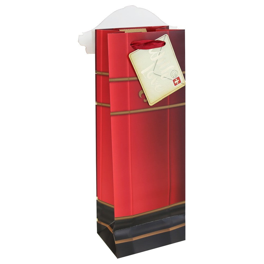 Eurowrap Christmas Postbox Bottle Gift Bag – Festive Seasonal Wine and Champagne Carrier for Holiday Parties, Christmas Gifting, Seasonal Celebrations, and Holiday Entertaining