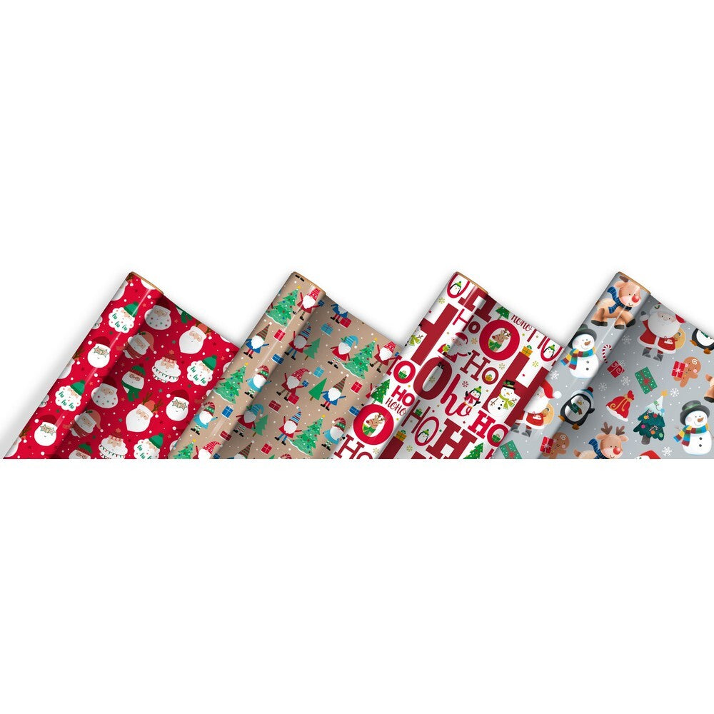 Eurowrap 4M Cute Christmas Gift Wrapping Paper Roll – Festive Seasonal Wrap for Holiday Presents, Christmas Parties, Seasonal Celebrations, and Holiday Gift Giving